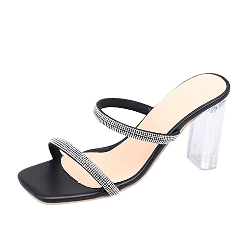 Damen Sandaletten Pantoletten mit Blockabsatz Sandalen Eckige Geschlossene Zehenkappe Pumps Slip on Damen Sandale mit Absatz Elegant Damen Niedrige Kitten Absatz Heel Pumps Pumps mit Spitzer Zehe von MKMK