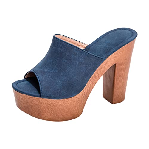 Damen Slingback Pumps Chunky Blockabsatz Absatz Heel Offener Zeh Plateau Walkingschuhe Frauen Flats Schuhe weibliche Hohle atmungsaktiv Damen Partyschuhe mit hohem Absatz von MKMK