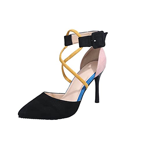 Damen Slingback Pumps Knöchelriemen Schuhe Komfort Runde Zehen Kreuz Bände Pumps Damen Kitten Stiletto Niedrige Absatz Heel Damen High Heels mit Riemen und Nieten Damen Sommer 2022 Pumps von MKMK