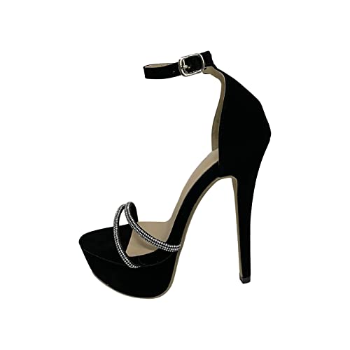 Elegante runde Zehen Knöchelriemen High Heels Brautschuhe Pumps Kleid Damenschuhe Damen Stiletto Hoher High Absatz Heel Pumps Reißverschluss Sandalen Peep Toe Elegant Stiletto Party Schuhe von MKMK