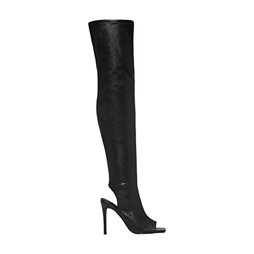 MKMK Eckige Zehen Langschaft Overknee Stiefel Stiletto High Heels Herbst Winter Leder Stiefeletten Slingback Lässige Fischmaul Peeptoes Overknee Stiefel Warm Gefütterte Rutschfest Langschaft von MKMK