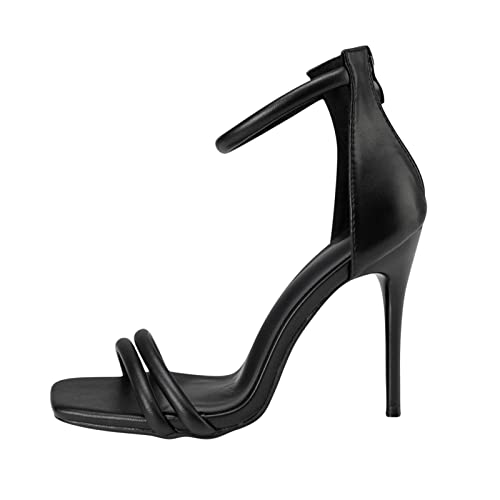 MKMK Frauen Kitten Heels Slingback Pumps Knöchelriemen Strass Eckige Zehenkappe Sandaletten Spitze Stiletto Riemchensandalen Abschlussball Sandalen Blockabsatz Reißverschluss High Heels Pumps von MKMK