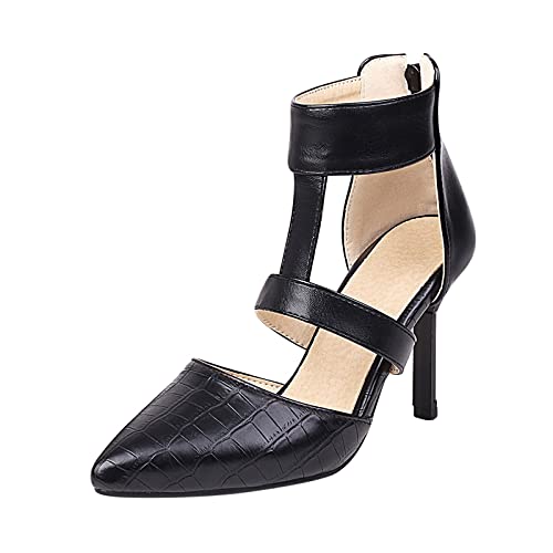 MKMK Platform Mary Jane Schuhe Sweet Toe Knöchel Gothic Plattform Bridal Brautschuhe Seide wie Satin Stöckel Absatz geschlossene Zehe Pumps, Schwarz, 45 EU von MKMK