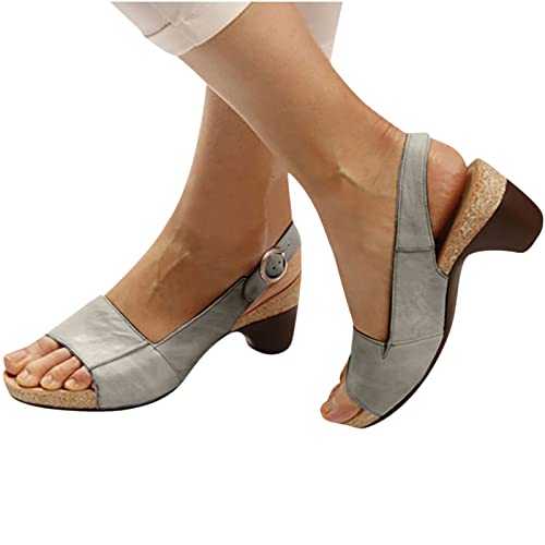 MKMK elegante Sandalen mit niedrigem klobigem Absatz für Frauen Casual Offener Zeh Plateau Walkingschuhe Damenschuhe Sandalen High-Heel Sandaletten Damen High Heels Sandaletten Schnürsenkel Sandale von MKMK