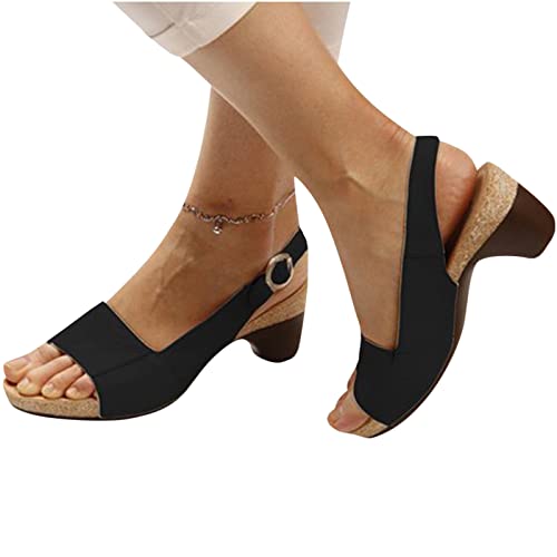 MKMK elegante Sandalen mit niedrigem klobigem Absatz für Frauen Casual Offener Zeh Plateau Walkingschuhe Damenschuhe Sandalen High-Heel Sandaletten Damen High Heels Sandaletten Schnürsenkel Sandale von MKMK