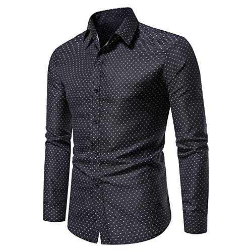 Männer Freizeit Hemd Business Herren Hemd Slim Fit 2023 Männer Shirt Slim Fit Elegant Satin Hemd Party Bar Hochzeit Herren Business Hemd Comfort Fit – Bügelfreies Herren Langarmshirt Slim Fit von MKMK