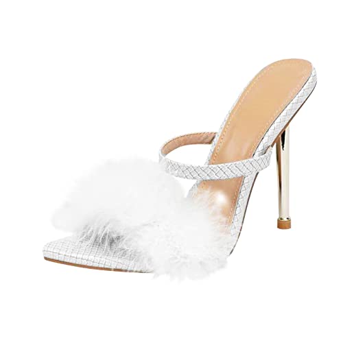 Sandalen Peep Toe Elegant Stiletto Party Schuhe Pumps High Heels Slides Sommerschuhe Party Absatzschuhe High Heel Pumps Hoch Damen High Heels Spitze Schnalle High Heels von MKMK