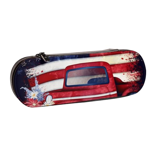 4. Juli Patriotische US-Flagge, bedrucktes Hartschalen-Federmäppchen aus Leder für Mädchen und Jungen, niedliches Federmäppchen, Make-up-Tasche für Reisen, Schule, Büro, College, Schwarz , von MKNAZ