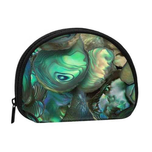 Abalone Geldbörse mit Perlmutt-Aufdruck, kleine Geldbörse, Kleingeldtasche, Münzfach für den täglichen Gebrauch und Geschenke, Schwarz , Einheitsgröße, Münztasche von MKNAZ