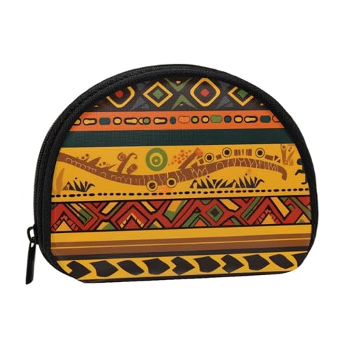 Abstraktes afrikanisches Nationalmuster, kleine Münzgeldbörse, Mini-Geldbörse, Münzfach für den täglichen Gebrauch und Geschenke, Schwarz , Einheitsgröße, Münztasche von MKNAZ