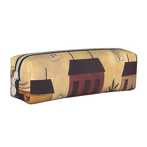 American West Rodeo Hut Rechteck Leder Federmäppchen für Mädchen Jungen, Stifteetui & Make-up-Tasche für Studenten, Schule, Büro, College, Fall Country Barn, Einheitsgröße, Schulranzen von MKNAZ