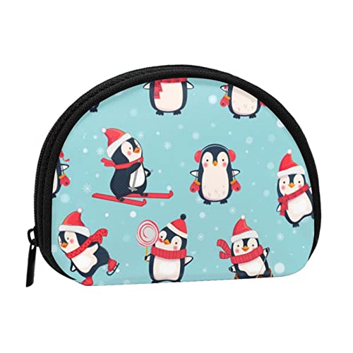 Amerikanische Flagge Adler Unabhängigkeitstag Kleine Münzbörse Mini Geldbörse Beutel Kleingeld Geldbörse Münzfach für den täglichen Gebrauch und Geschenke, Weihnachts-Pinguine, Einheitsgröße, Dry Bag von MKNAZ