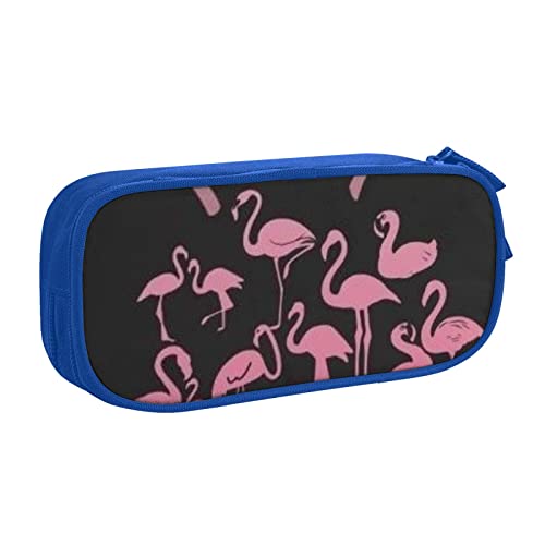 Ananas Flamingos Federmäppchen für Mädchen Jungen, großes Fassungsvermögen, doppellagiges Stifteetui & Make-up-Tasche für Studenten, Künstler, Schule, Büro, College, blau, Einheitsgröße, Schulranzen von MKNAZ