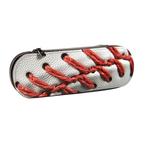 Baseball-Federmäppchen aus Leder für Mädchen und Jungen, niedliches Federmäppchen mit Schnürung, Nahaufnahme, für Reisen, Schule, Büro, Uni, Schwarz , Einheitsgröße, Schulranzen von MKNAZ