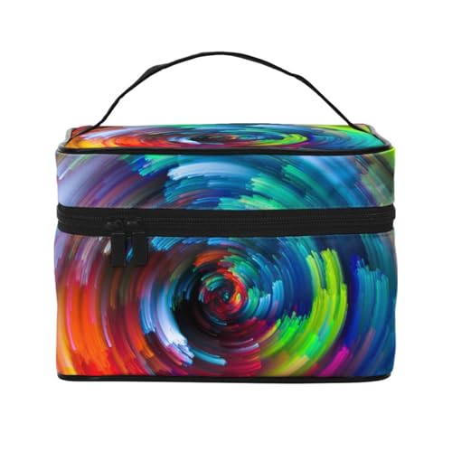 Baseball-Sportplatz-Reise-Make-up-Tasche, tragbare Kosmetiktasche für Frauen Mädchen – stilvoll und geräumig, Bunte Regenbogenspirale, Einheitsgröße von MKNAZ