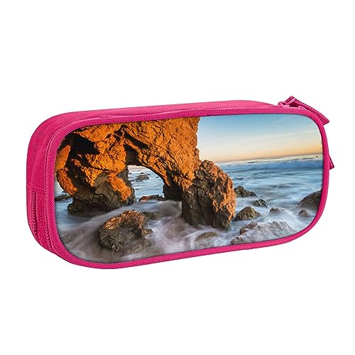 Beach Malibu Federmäppchen für Mädchen Jungen, große Kapazität, doppellagig, Stifteetui & Make-up-Tasche für Studenten, Künstler, Schule, Büro, College, rose, Einheitsgröße, Schulranzen von MKNAZ