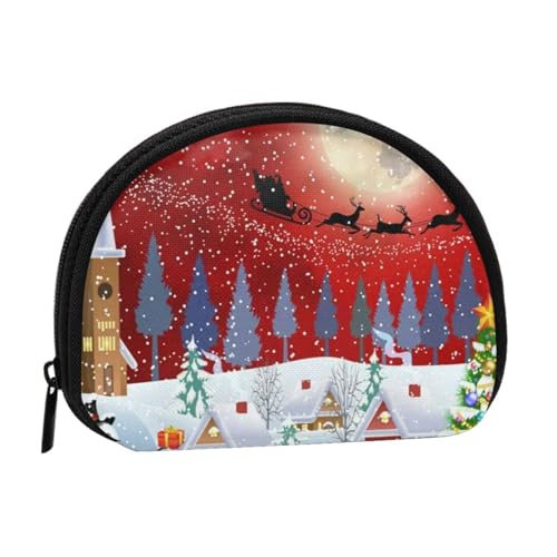 Berg Wasserfall Kleine Geldbörse Mini Brieftasche Pouch Change Wallet Coin Pocket für den täglichen Gebrauch und Geschenke, Red Sky Snow Flake, Einheitsgröße, Dry Bag von MKNAZ