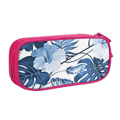 Blaue Blume Tropisches Federmäppchen für Mädchen Jungen, großes Fassungsvermögen, doppellagiges Stifteetui & Make-up-Tasche für Studenten, Künstler, Schule, Büro, College, rose, Einheitsgröße, von MKNAZ