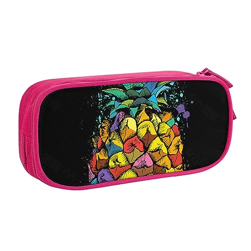 Bunte Ananas-Federmäppchen für Mädchen und Jungen, großes Fassungsvermögen, doppellagiges Stifteetui und Make-up-Tasche für Studenten, Künstler, Schule, Büro, College, rose, Einheitsgröße, Schulranzen von MKNAZ