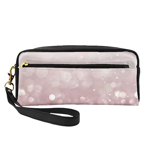 Bunte Schmetterling Reise Make-up Tasche Bleistift Fall Leder Tragbare Kosmetik Organizer Tasche Kulturbeutel für Frauen Mädchen, Rosa Strand, Einheitsgröße von MKNAZ