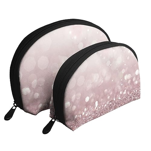 Bunte Schmetterlings-Reise-Make-up-Tasche, 2 Stück, tragbare Kosmetiktasche, Kulturbeutel für Damen und Mädchen, Rosa Strand, Einheitsgröße von MKNAZ