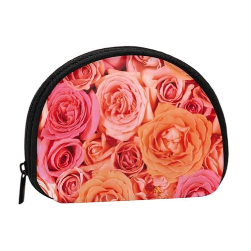 Bunte Streifen Kleine Münze Geldbörse Mini Brieftasche Pouch Ändern Brieftasche Münzfach für den täglichen Gebrauch und Geschenke, Orange Rose, Einheitsgröße, Dry Bag von MKNAZ