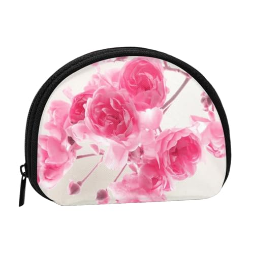 Bunte Streifen Kleine Münze Geldbörse Mini Brieftasche Pouch Ändern Brieftasche Münzfach für den täglichen Gebrauch und Geschenke, Rosa Blumen, Einheitsgröße, Dry Bag von MKNAZ