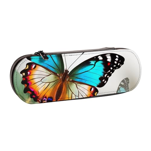Buntes Federmäppchen aus Leder mit schönem Schmetterlings-Aufdruck, für Mädchen und Jungen, niedliches Federmäppchen für Stifte, Make-up-Tasche für Reisen, Schule, Büro, Universität, Schwarz , von MKNAZ