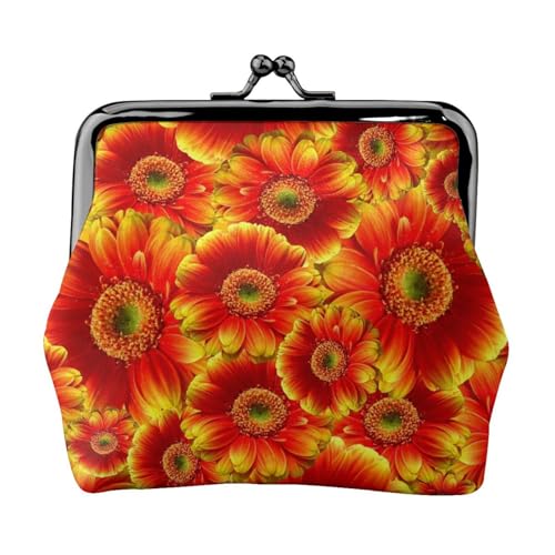 Cactus Kleine Münzbörse – Mini Wallet Pouch mit Kiss Lock – Stilvolle Mini-Geldbörse aus Leder, Orange Sonnenblume, Einheitsgröße, Münzbeutel von MKNAZ