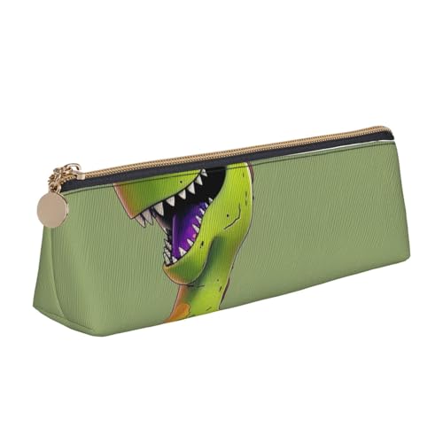 Cartoon-Dinosaurier-Federmäppchen für Mädchen und Jungen, niedliches Leder-Federmäppchen und Make-up-Tasche für Studenten, Schule, Büro, Reisen, weiß, Einheitsgröße, Schulranzen von MKNAZ