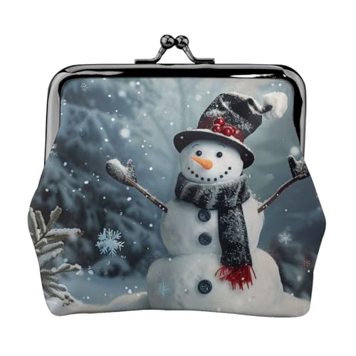 Christmas Happy Snowman 1 Prints Coin Purse for Women Girls - Mini Wallet Pouch with Kiss-Lock - Cute Leather Change Wallet, Schwarz , Einheitsgröße, Münztasche von MKNAZ
