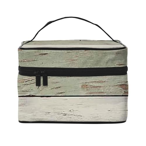 City Train Travel Makeup Bag, Portable Cosmetic Bag for Women Girls - Stylish and Spacious, Altes Holzbrett, Einheitsgröße von MKNAZ