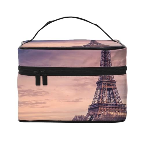 City Train Travel Makeup Bag, Portable Cosmetic Bag for Women Girls - Stylish and Spacious, eifelturm-design, Einheitsgröße von MKNAZ