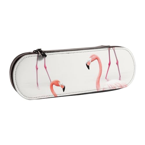 Federmäppchen aus Leder, Motiv: Flamingo im Wasser, für Mädchen und Jungen, niedliches Federmäppchen, Make-up-Tasche für Reisen, Schule, Büro, Uni, Schwarz , Einheitsgröße, Schulranzen von MKNAZ