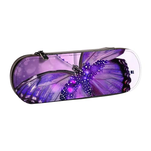 Federmäppchen aus Leder, Motiv: Schmetterling 1, bedruckt, für Mädchen und Jungen, niedliches Federmäppchen, Make-up-Tasche für Reisen, Schule, Büro, Uni, Schwarz , Einheitsgröße, Schulranzen von MKNAZ