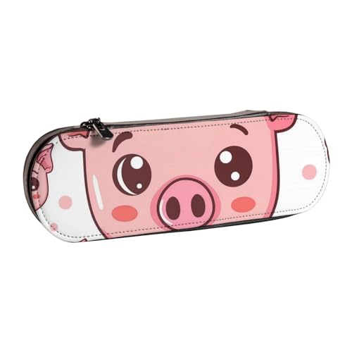 Federmäppchen aus Leder mit Cartoon-Tiermotiven, für Mädchen und Jungen, niedliches Federmäppchen für Reisen, Schule, Büro, Universität, Schwarz , Einheitsgröße, Schulranzen von MKNAZ