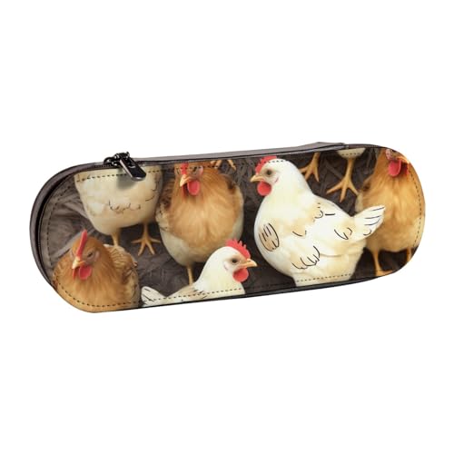 Federmäppchen aus Leder mit Hühnerbrut, bedruckt, für Mädchen und Jungen, niedliches Federmäppchen, Make-up-Tasche für Reisen, Schule, Büro, Uni, Schwarz , Einheitsgröße, Schulranzen von MKNAZ