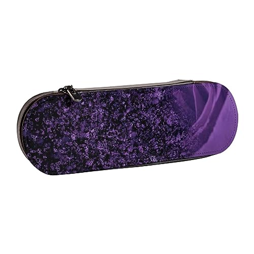 Federmäppchen aus Leder mit Lavendel und Gänseblümchen für Mädchen und Jungen, vielseitiges Stifteetui und Make-up-Tasche für Studenten, Schule, Büro, Universität, kompakt und praktisch, Purple Rose, von MKNAZ