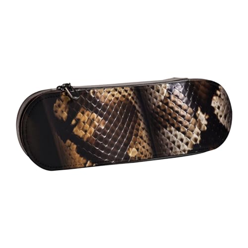 Federmäppchen aus Leder mit Schlangenhautdruck für Mädchen und Jungen, niedliches Federmäppchen, Make-up-Tasche für Reisen, Schule, Büro, Universität, Schwarz, Einheitsgröße, Schwarz , one size, von MKNAZ