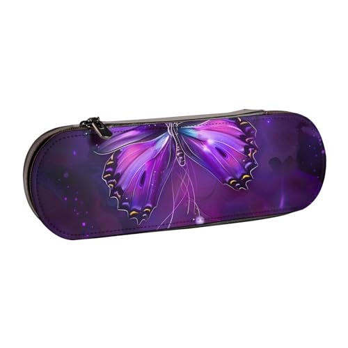 Federmäppchen aus Leder mit Schmetterlingsmotiv, für Mädchen und Jungen, niedliches Federmäppchen für Reisen, Schule, Büro, Universität, Schwarz , Einheitsgröße, Schulranzen von MKNAZ