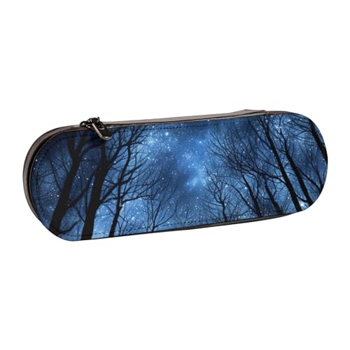 Federmäppchen aus Leder mit Sternenmotiv, bedruckt, für Mädchen und Jungen, niedliches Federmäppchen für Reisen, Schule, Büro, Universität, Schwarz , Einheitsgröße, Schulranzen von MKNAZ