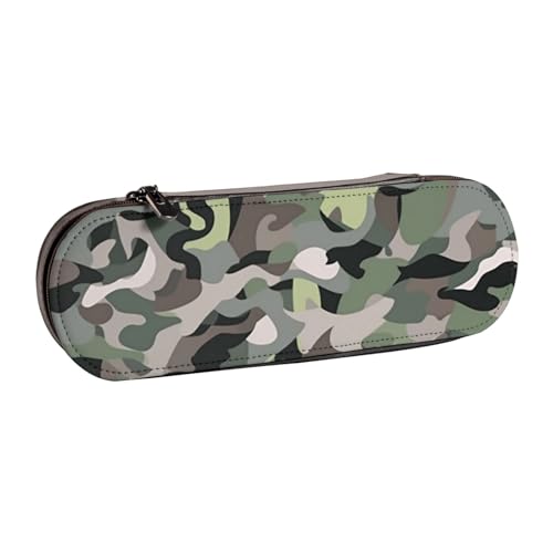 Federmäppchen aus Leder mit abstraktem Camouflage-Muster, für Mädchen und Jungen, niedliches Federmäppchen, Make-up-Tasche für Reisen, Schule, Büro, Universität, Schwarz , Einheitsgröße, Schulranzen von MKNAZ