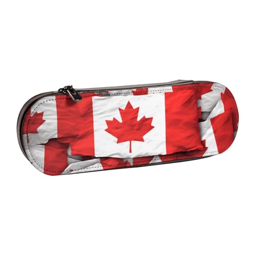 Federmäppchen aus Leder mit kanadischer Flagge, für Mädchen und Jungen, niedliches Federmäppchen für Stifte, Make-up-Tasche für Reisen, Schule, Büro, Universität, Schwarz , Einheitsgröße, Schulranzen von MKNAZ