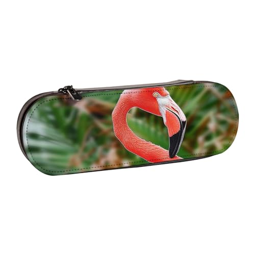 Federmäppchen aus Leder mit niedlichem Flamingo-Motiv, für Mädchen und Jungen, niedliches Federmäppchen für Reisen, Schule, Büro, Universität, Schwarz , Einheitsgröße, Schulranzen von MKNAZ