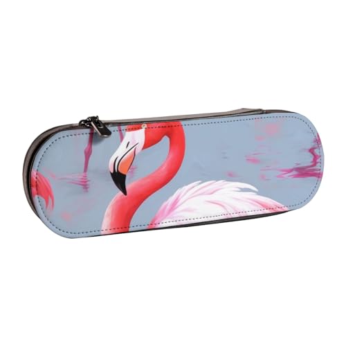 Federmäppchen aus Leder mit niedlichem Flamingo-Motiv, für Mädchen und Jungen, niedliches Federmäppchen für Reisen, Schule, Büro, Universität, Schwarz , Einheitsgröße, Schulranzen von MKNAZ