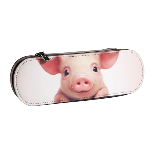 Federmäppchen aus Leder mit niedlichem Haustier-Motiv, für Mädchen und Jungen, niedliches Federmäppchen für Reisen, Schule, Büro, Universität, Schwarz , Einheitsgröße, Schulranzen von MKNAZ