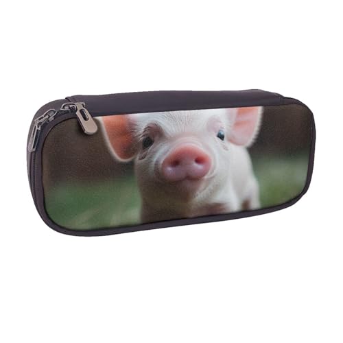 Federmäppchen aus PU-Leder, Motiv: Bauernhof mit Hirsch, Stifteetui und Make-up-Kosmetikhalter für Mädchen, Jungen, Schüler, Lustiges Haustier, Einheitsgröße, Schulranzen von MKNAZ