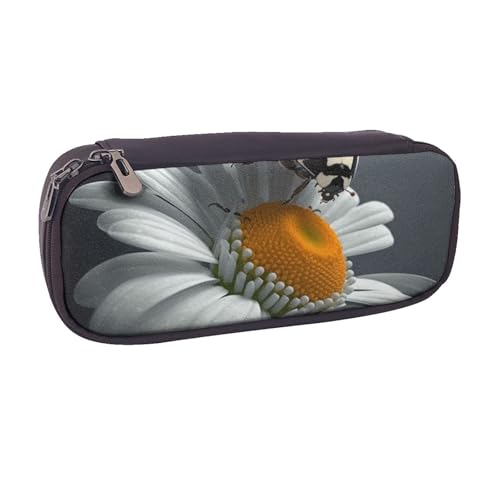 Federmäppchen aus PU-Leder, Motiv: Bauernhof mit Hirsch, Stifteetui und Make-up-Kosmetikhalter für Mädchen, Jungen, Schüler, Niedlicher Marienkäfer, Einheitsgröße, Schulranzen von MKNAZ