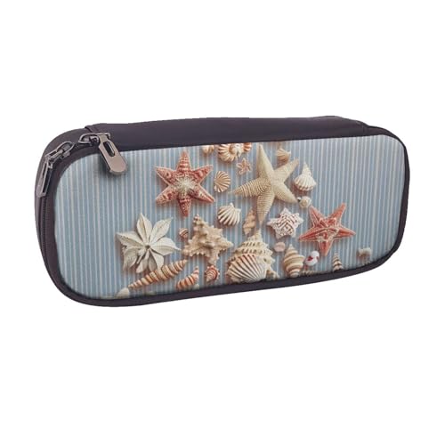 Federmäppchen aus PU-Leder, Motiv: Weltraumgalaxie mit Teleskop-Druck, Stifteetui und Make-up-Kosmetikhalter für Mädchen, Jungen, Schüler, Muschel Weihnachten, Einheitsgröße, Schulranzen von MKNAZ