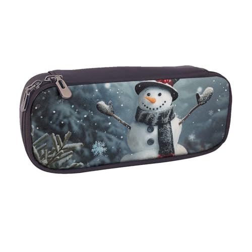 Federmäppchen aus PU-Leder für den Außenbereich, Motiv: Vögel, bedruckt, Stifteetui und Make-up-Kosmetikhalter für Mädchen, Jungen, Schule, Studenten, Christmas Happy Snowman 1, Einheitsgröße Federmäppchen aus PU-Leder für den Außenbereich, Motiv: Vögel, bedruckt, Stifteetui und Make-up-Kosmetikhalter für Mädchen, Jungen, Schule, Studenten, Christmas Happy Snowman 1, Einheitsgröße von MKNAZ